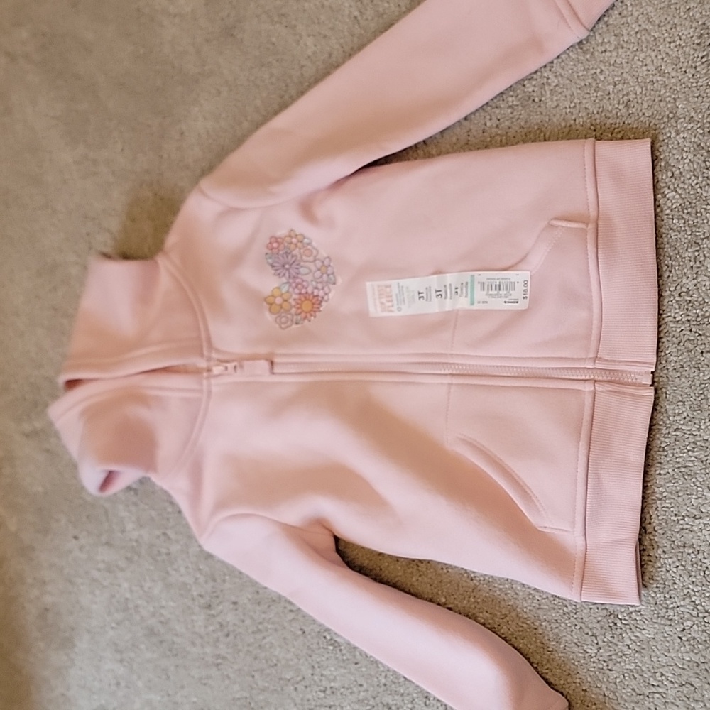 NWT- Light fleece hooded zipper sweater